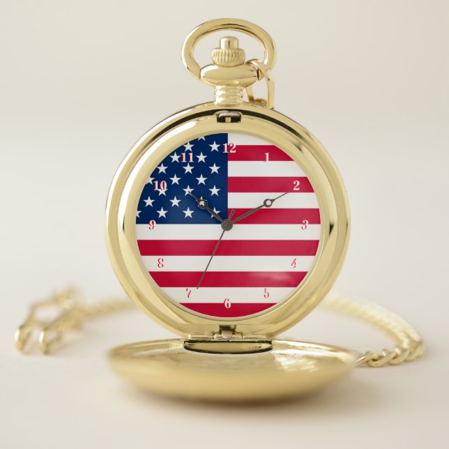 USA Flag Pocket Watch - Patriotic (Inside)