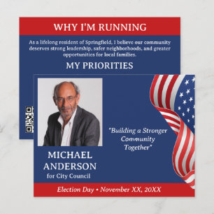 USA Flag Political Campaign Candidate Photo QR Postcard