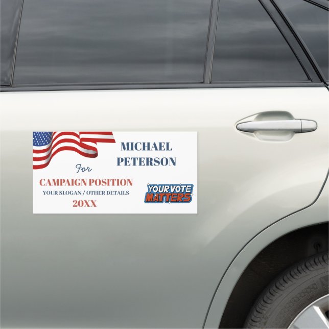 USA FLAG Political Election Campaign Car Magnet (In Situ)