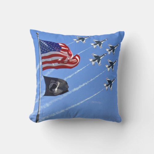 USA Flag POW MIA Flag  The Thunderbirds Throw Pillow