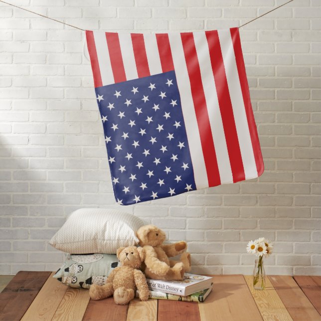 USA Flag Print Patriotic Baby Blanket (In Situ)