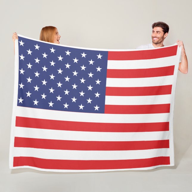 USA Flag Print Patriotic Fleece Blanket (In Situ)