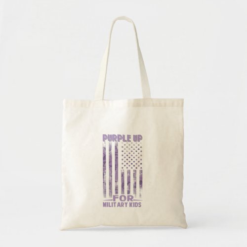 USA Flag Purple Up Military Child Month Premium Tote Bag