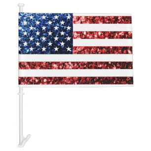 USA flag Red and Blue sparkles Car flag
