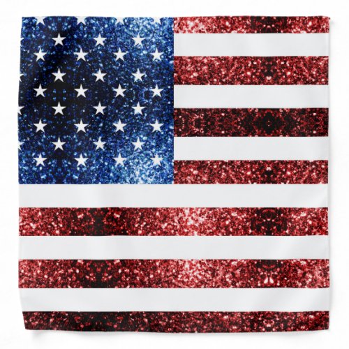 USA flag red and blue sparkles glitters Bandana