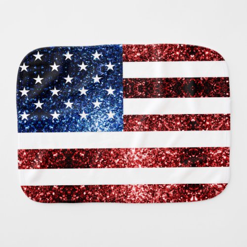 USA flag red and blue sparkles glitters Burp Cloth