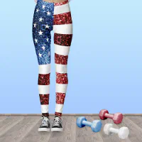 USA flag red white blue sparkles glitters Monogram Socks