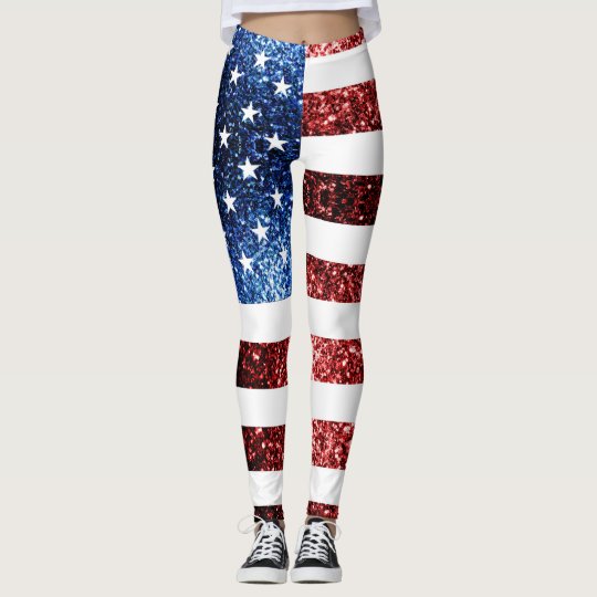 USA flag red and blue sparkles glitters Leggings | Zazzle.com