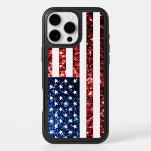 USA flag red and blue sparkles glitters iPhone 16 Pro Max Case