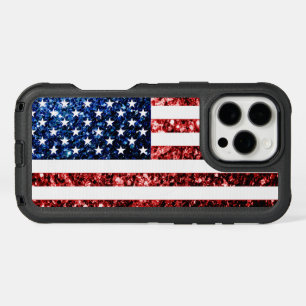 USA flag red and blue sparkles glitters iPhone 16 Pro Max Case