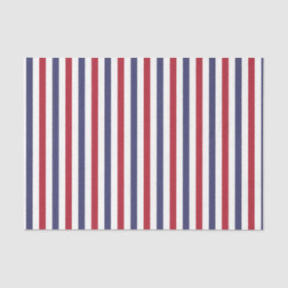 USA Flag Red and Flag Blue Narrow Thin Stripes Tissue Paper