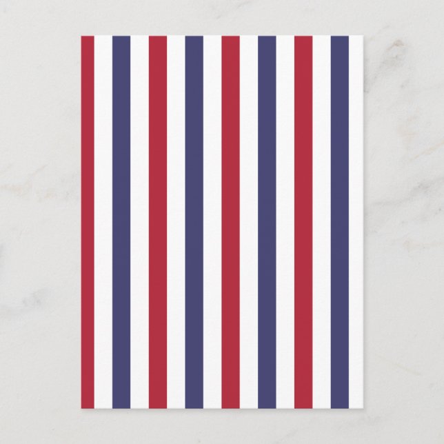 USA Flag Red and Flag Blue Wide Stripes on White Postcard (Front)