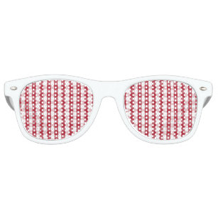 USA Flag Red and White Gingham Checked Retro Sunglasses