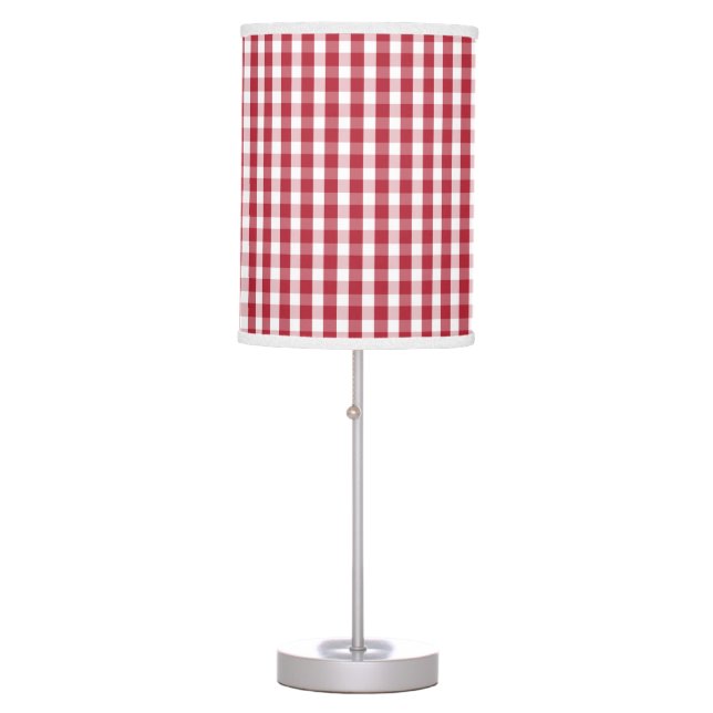USA Flag Red and White Gingham Checked Table Lamp (Front)