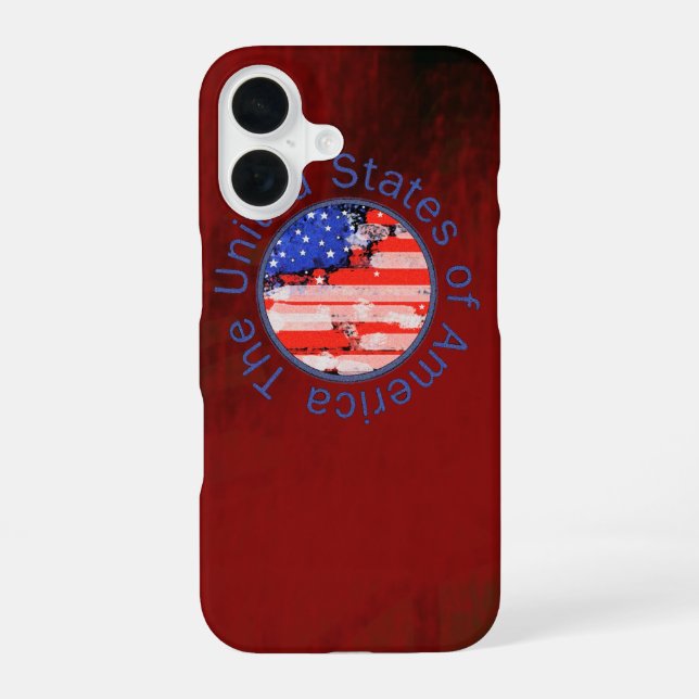 USA flag ~ red background Iphone Case (Back)