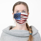 USA flag red blue sparkles glitters Adult Cloth Face Mask (Worn)