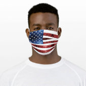 USA flag red blue sparkles glitters Adult Cloth Face Mask (Worn)
