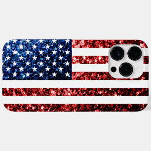 USA flag red blue sparkles glitters bling Case-Mate iPhone 14 Pro Max Case