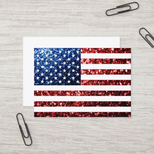 Customizable USA flag red &amp; blue sparkles glitters Business Card