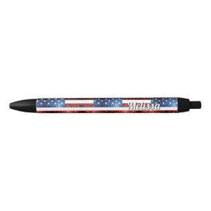 USA flag red blue sparkles glitters Personalize Pen