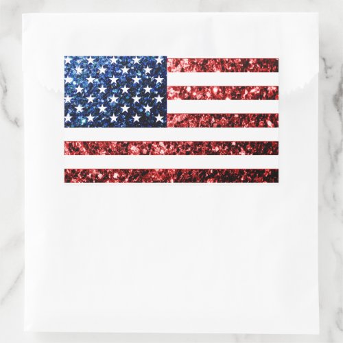 USA flag red blue sparkles glitters Rectangular Sticker