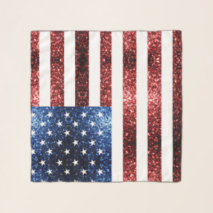 USA flag red blue sparkles glitters Scarf