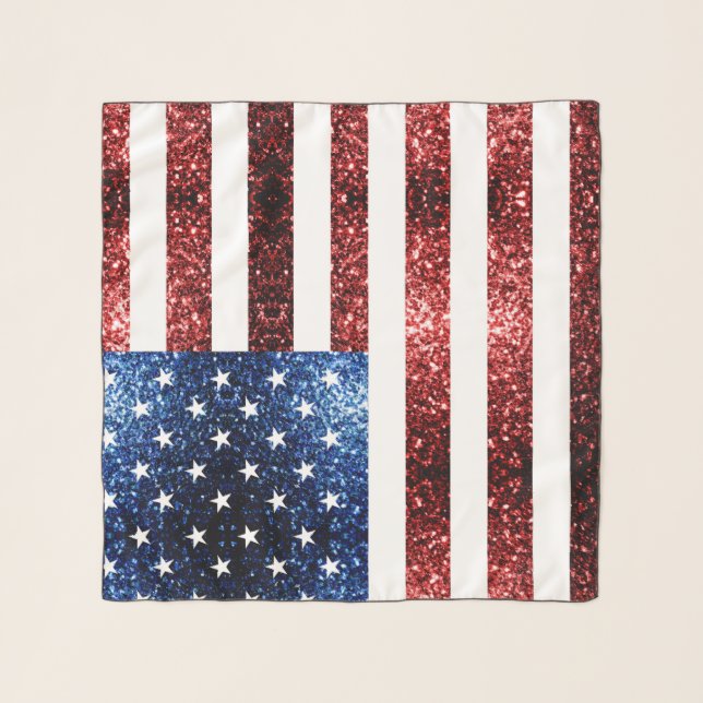 USA flag red blue sparkles glitters Scarf (Front)