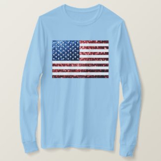 USA flag red & blue sparkles glitters T-Shirt