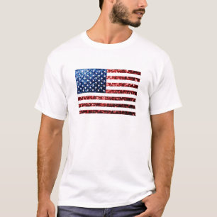 USA flag red blue sparkles glitters T-Shirt