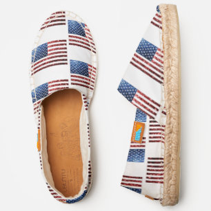 USA flag red blue sparkles glitters USA pattern Espadrilles
