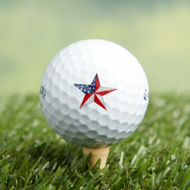 USA Flag Red Blue & White, Custom Gifts, Callaway  Golf Balls (Insitu Tee)