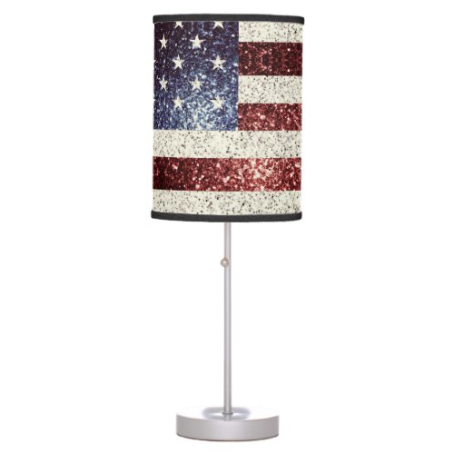 USA flag red gold blue sparkles glitters Table Lamp