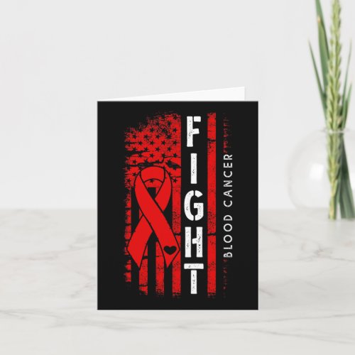 Usa Flag Red Ribbon Fight Blood Cancer Awareness  Card