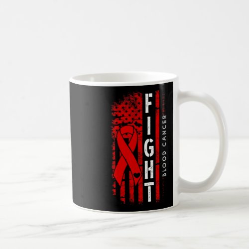 Usa Flag Red Ribbon Fight Blood Cancer Awareness  Coffee Mug