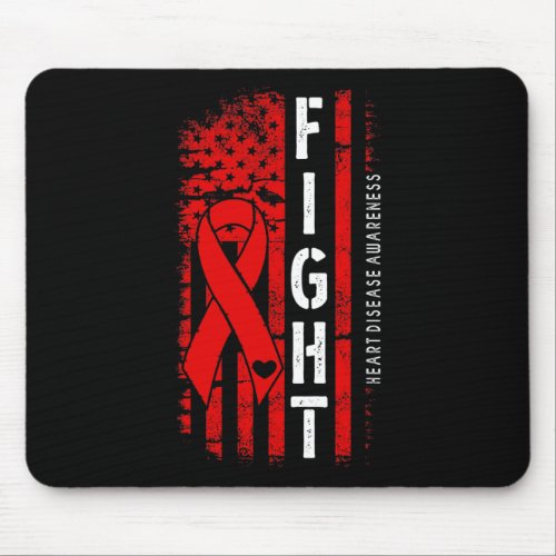 Usa Flag Red Ribbon Fight Heart Disease Awareness  Mouse Pad