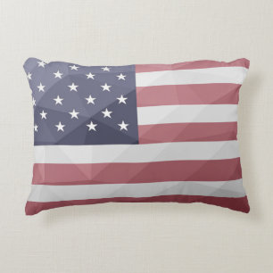 USA flag Red White Blue America Geometric Mesh Accent Pillow