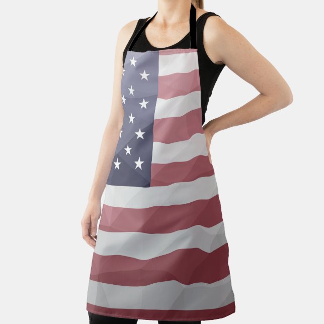 USA flag Red White Blue America Geometric Mesh Apron (Insitu)