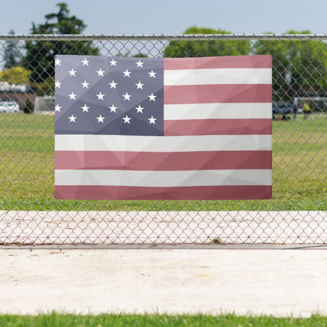 USA flag Red White Blue America Geometric Mesh Banner (Insitu)
