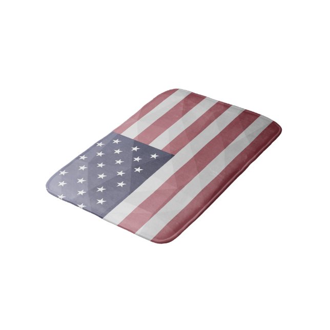 USA flag Red White Blue America Geometric Mesh Bath Mat (Angled)