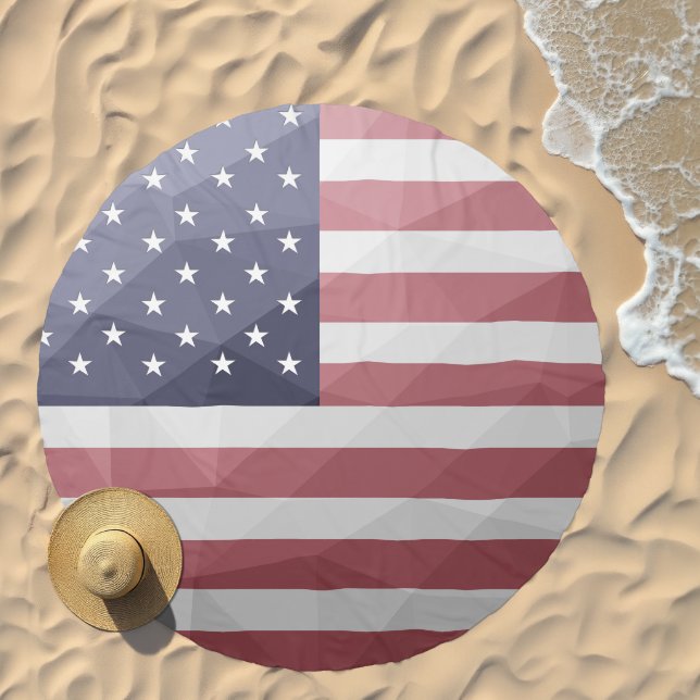 USA flag Red White Blue America Geometric Mesh Beach Towel (Beach)