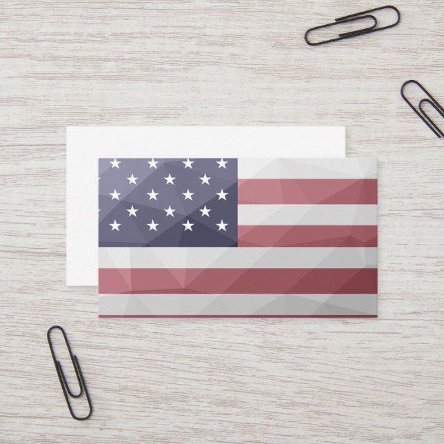 USA flag Red White Blue America Geometric Mesh Business Card (Front/Back In Situ)