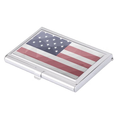 USA flag Red White Blue America Geometric Mesh Business Card Case