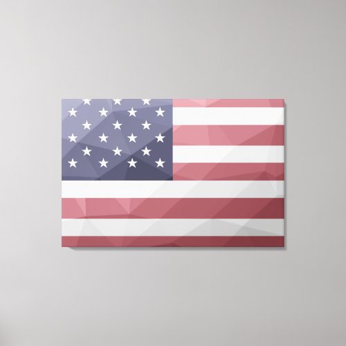 USA flag Red White Blue America Geometric Mesh Canvas Print
