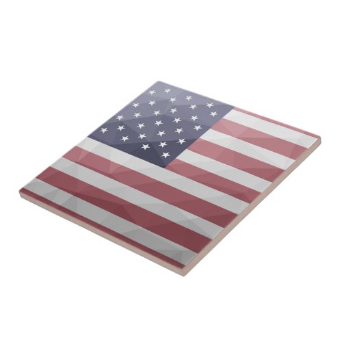 USA flag Red White Blue America Geometric Mesh Ceramic Tile