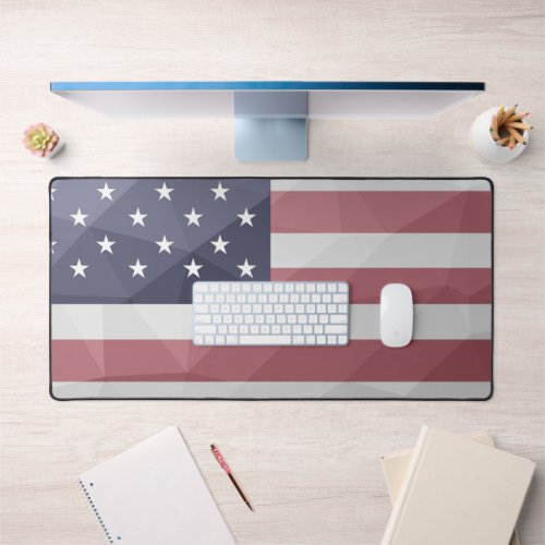 USA flag Red White Blue America Geometric Mesh Desk Mat