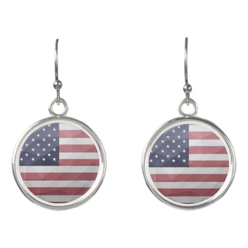 USA flag Red White Blue America Geometric Mesh Earrings