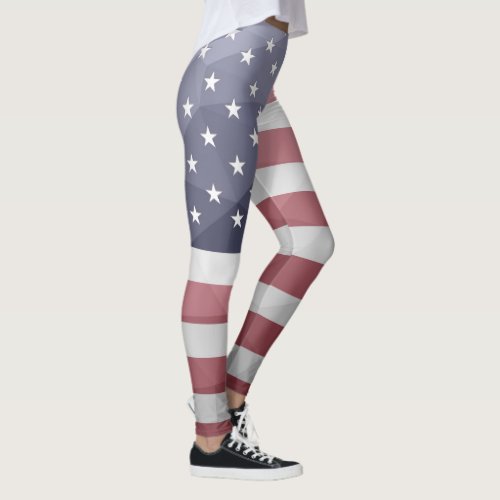 USA flag Red White Blue America Geometric Mesh Leggings