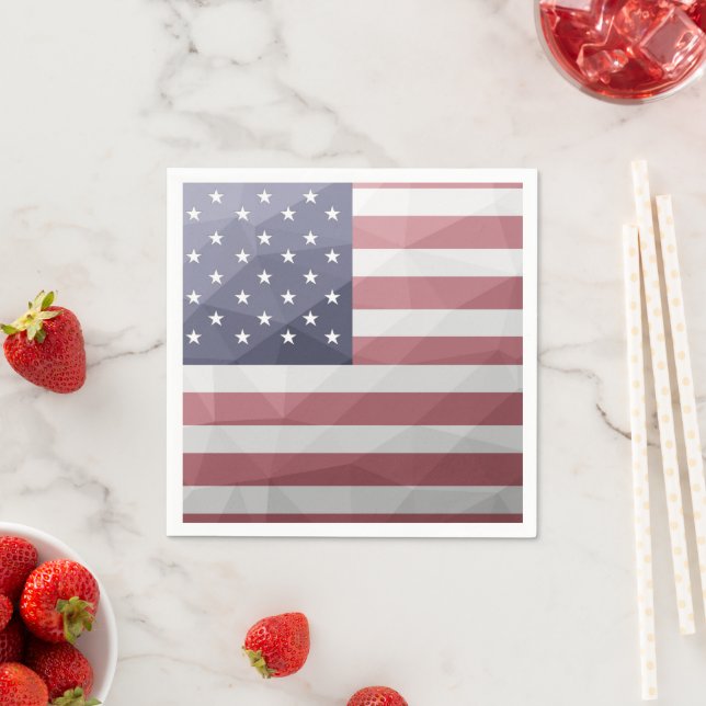USA flag Red White Blue America Geometric Mesh Napkins (Insitu)