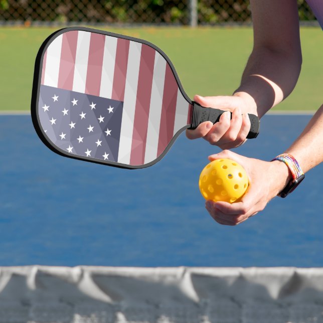 USA flag Red White Blue America Geometric Mesh Pickleball Paddle (Insitu)