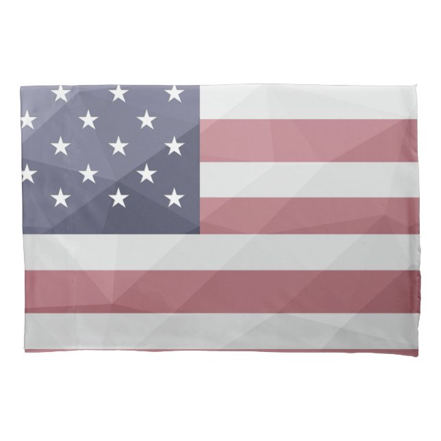 USA flag Red White Blue America Geometric Mesh Pillow Case (Front)